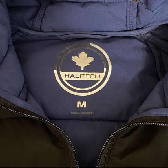 Halitech Lightweight Hooded Stretch Puffer Coat Womens Size Medium with Pockets - Picture 6 of 8